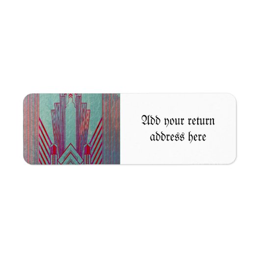 Étiquette Art nouveau, rouge, turquoise, vert, vintage, art (Devant)