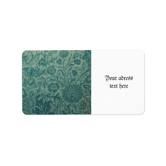 Étiquette art Nouveau, turquoise, style William Morris, flor (Devant)