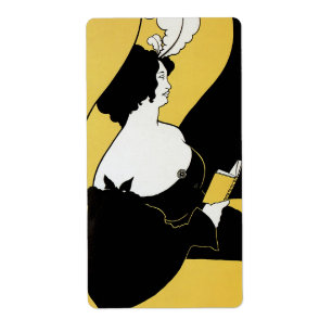 Étiquette Art Nouveau vintage, Lecture d'un livre jaune