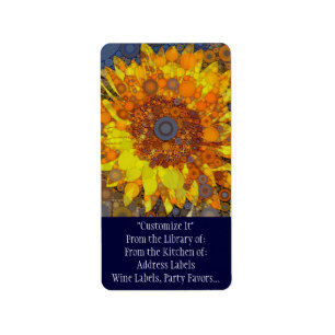 Étiquette Art numérique en mosaïque du cercle de tournesol b