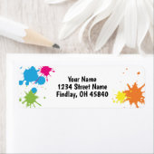 Étiquette Art Party Colorée Peinture Adresse Anniversaire (En situation)