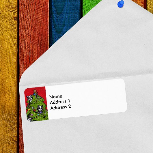 Étiquette Art populaire Chats Arbre de Noël