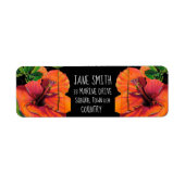 Étiquette Arte à fleurs d'hibiscu tropical orange (Devant)