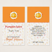 Étiquette Artisan Bath & Body Potiron Spice | Étiq (Devant & derrière)