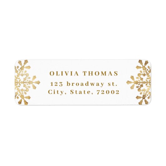 Étiquette Artisan flocon de neige fausse or Adresse de retou (Devant)