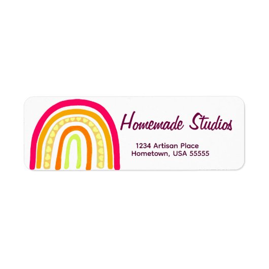 Étiquette Artisan Rainbow Handmade Happiness (Devant)