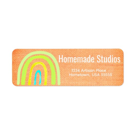 Étiquette Artisan Raw Canvas Rainbow Handmade Happiness (Devant)