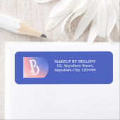 Étiquette Artiste de maquillage Monogramme moderne bleu rose (En situation)