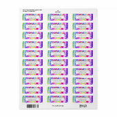 Étiquette Artsy Neon Rainbow Tie Dye Motif d'aquarelle (Feuille entière)