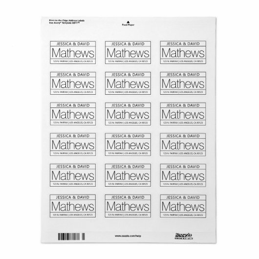 Étiquette Aspect unique et créatif blanc et noir (Feuille entière)