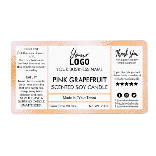 Étiquette Atelier de bougie de soja parfumé de pamplemousse