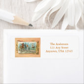 Étiquette Atterrissage des pèlerins vintages à Plymouth Rock (En situation)