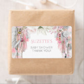 Étiquette Attrape-rêve Boho Rose Gris Ivoire Plumes Florales (En situation)