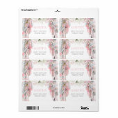 Étiquette Attrape-Rêves Boho Rose Gris Ivoire Plumes Florale (Feuille entière)