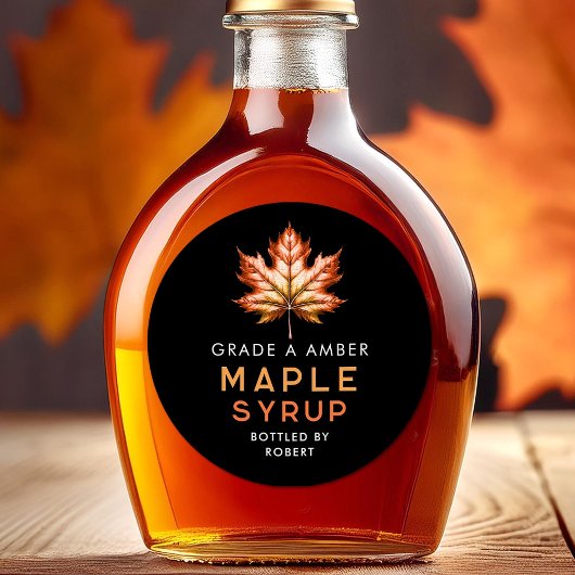 Étiquette au sirop d'érable à la feuille rouge