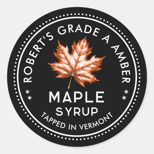 Étiquette au sirop d'érable pour la recette maison (Devant)