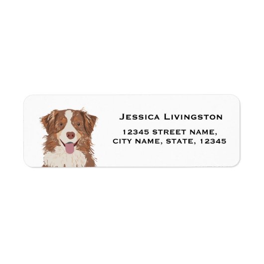 Étiquette aussie dog berger australien adresse de retour (Devant)