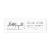 Étiquette Austin, Texas Styliszed Skyline | (Devant)