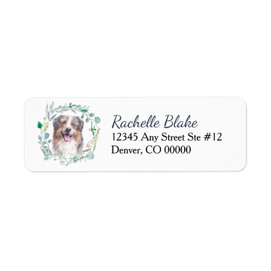 Étiquette Australian Shepherd Dog Wreath Return Adresse : (Devant)