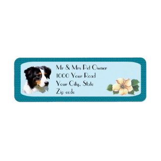 Étiquette Australian Shepherd sur Turquoise Floral