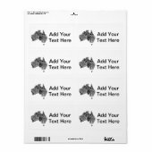 Étiquette Australie Carte Doodle (Feuille entière)