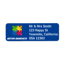 Autism Awareness Return Address Label in Blue