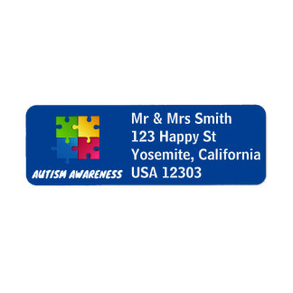 Étiquette Autism Awareness Return Address Label in Blue