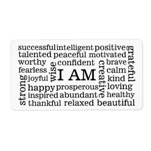 Étiquette Auto-Image Affirmations positives J'AM