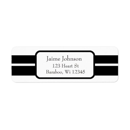 Étiquette Autocollant chic blanc et noir d'adresse de retour (Devant)