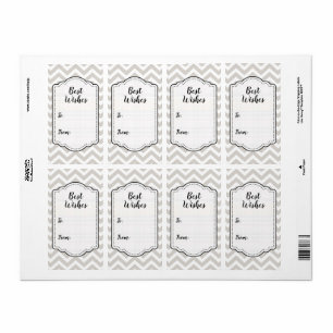 Étiquette Autocollant de mariage gris argenté et blanc à che