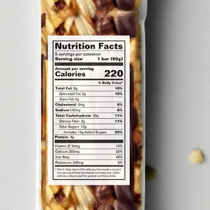 Étiquette Autocollant de nutrition conforme aux normes de la