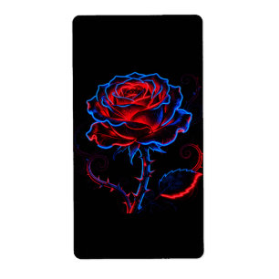 Étiquette Autocollant Rose Rouge Bleu Lumineux