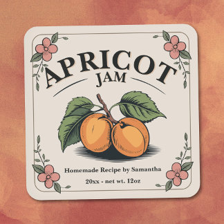 Étiquette Autocollante Confiture d'Abricot Vintage