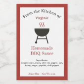 Étiquette Autocollante de Bouteille de Sauce Barbe (Étiquettes simples)