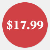 Étiquette Autocollante Prix Cercle Rouge Avec Text (Devant)