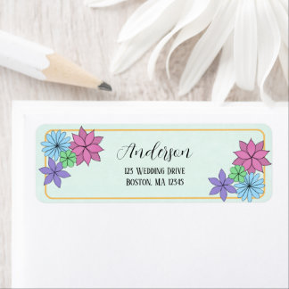 Étiquette Autocollants d'adresse de retour de fleurs dessiné