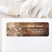 Étiquette autocollants d'adresse de retour rustique en bois (En situation)