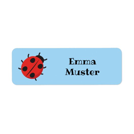 Étiquette Autocollants de nom carrés - coccinelle - bleu cla (Devant)
