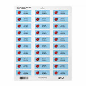 Étiquette Autocollants de nom carrés - coccinelle - bleu cla (Feuille entière)