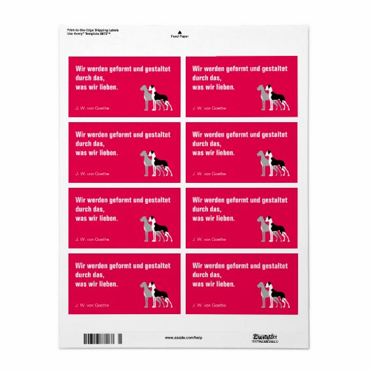 Étiquette Autocollants pour Dogue Allemand (Feuille entière)