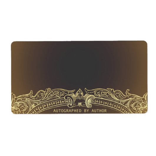 Étiquette Autographié par Author Gold sur Brown (Devant)