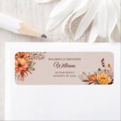 Étiquette Automne Aquarelle Florale Mariage Adresse de retou (En situation)