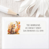 Étiquette Automne / Automne Aquarelle Kitts Adresse de retou (En situation)