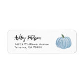 Étiquette Automne Bleu Citrouille Partie Adresse de retour É (Devant)