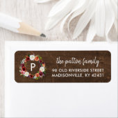 Étiquette Automne Boho Blooms Wreath Monogramme Adresse de r (En situation)