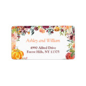 Étiquette Automne Bourgogne Orange Feuilles Florales Citroui (Devant)