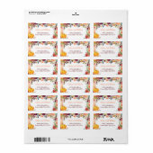 Étiquette Automne Bourgogne Orange Feuilles Florales Citroui (Feuille entière)