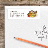 Étiquette Automne Cornucopia Elégante Aquarelle Pays