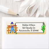 Étiquette Automne d'Halloween de Cute Scarecrow et Cornstalk (En situation)