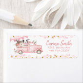 Étiquette Automne Ferme Citrouille Pink Truck Drive Par Anni (En situation)